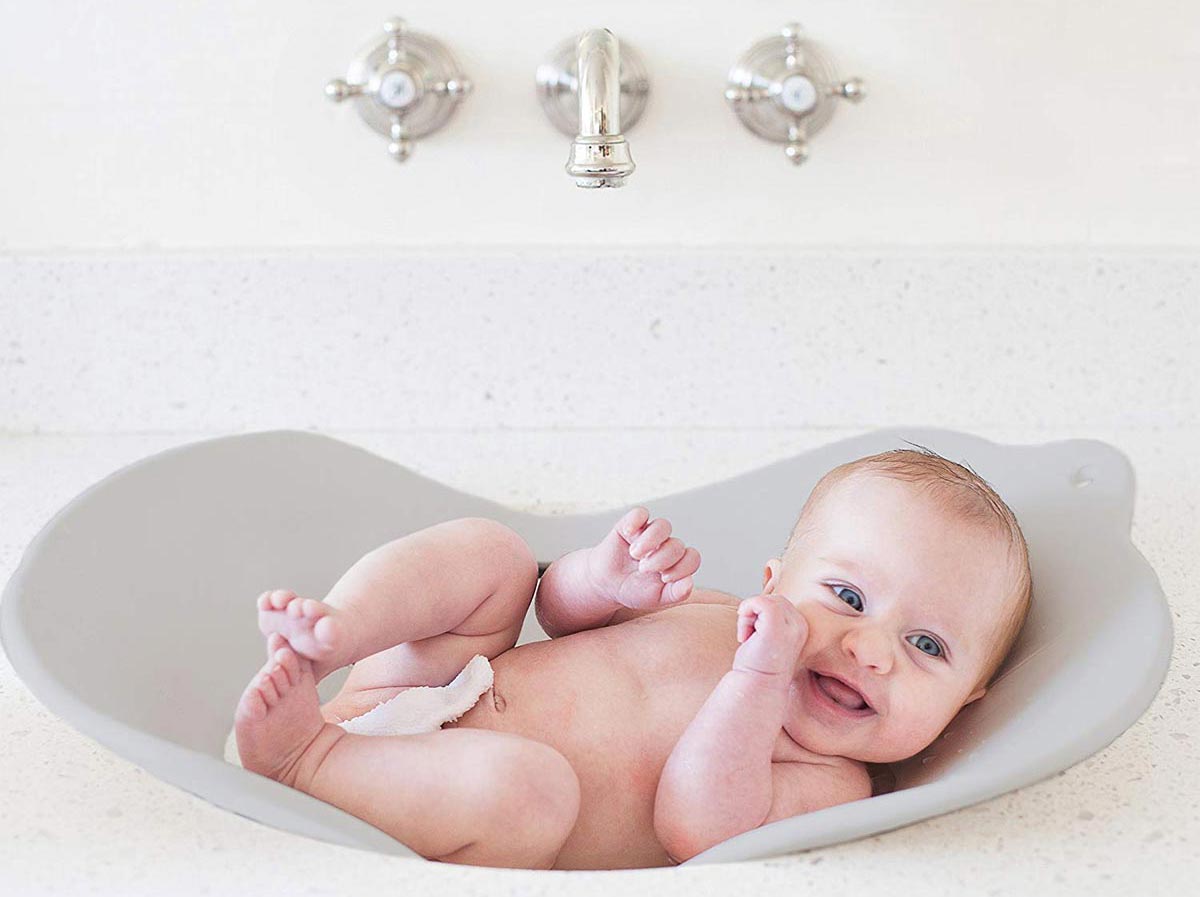 bathing a baby